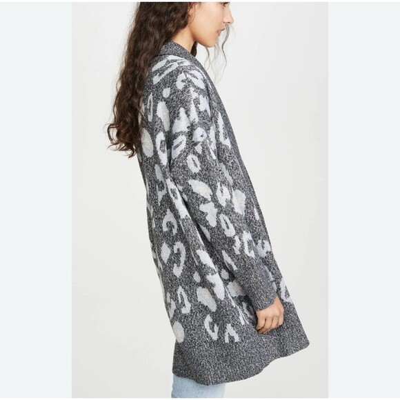 Cupcakes and Cashmere Women's Molly Leopard Jacquard Knit Cardigan Medium Open - Picture 3 of 12